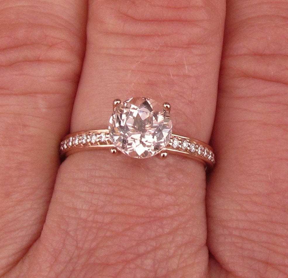 RESERVED Final Payment for Custom Order 14k Rose Gold Diamond Accented Engagement Ring with 14k Plain Rose Gold Wedding Band