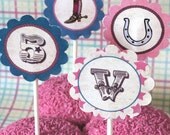 CowgirlParty Circles/Cupcake Toppers - Girls Birthday Party - DIY PRINTABLE FILE by Sassaby Il_170x135