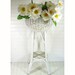 Vintage Large Round White Woven Wood & Wicker Plant Stand - OutDoor Room Oversized Display Piece - Cottage Style Decor Jardinière