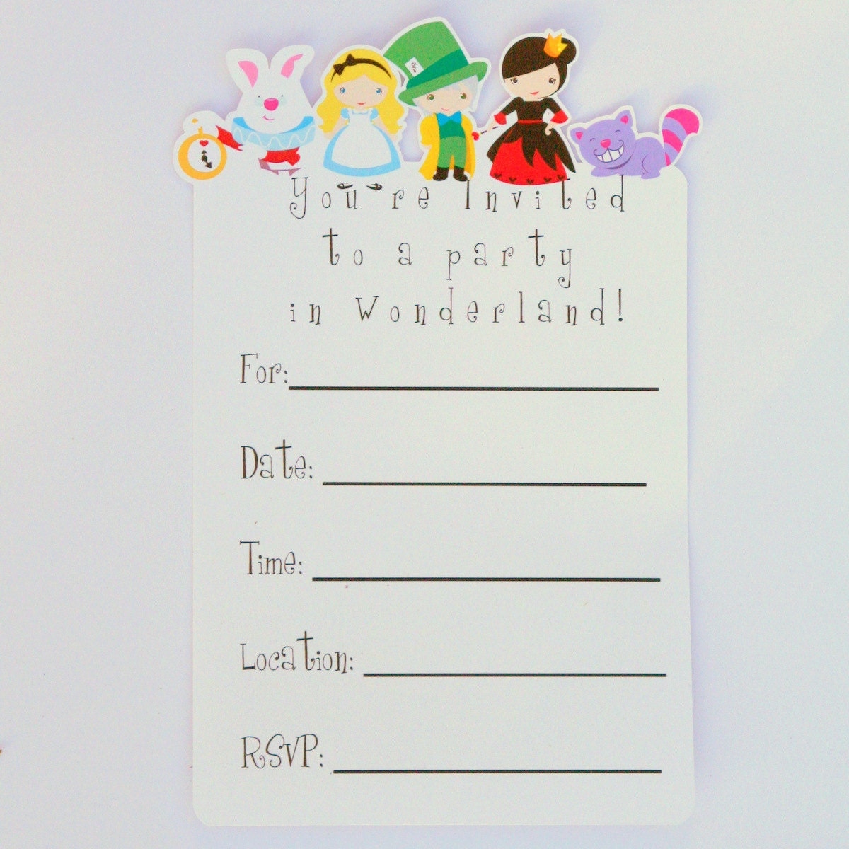 Alice in Wonderland Party Invitations Set of 12