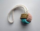 Gold, Peach & Aqua Painted Monkey's Fist Knot - Extra Small
