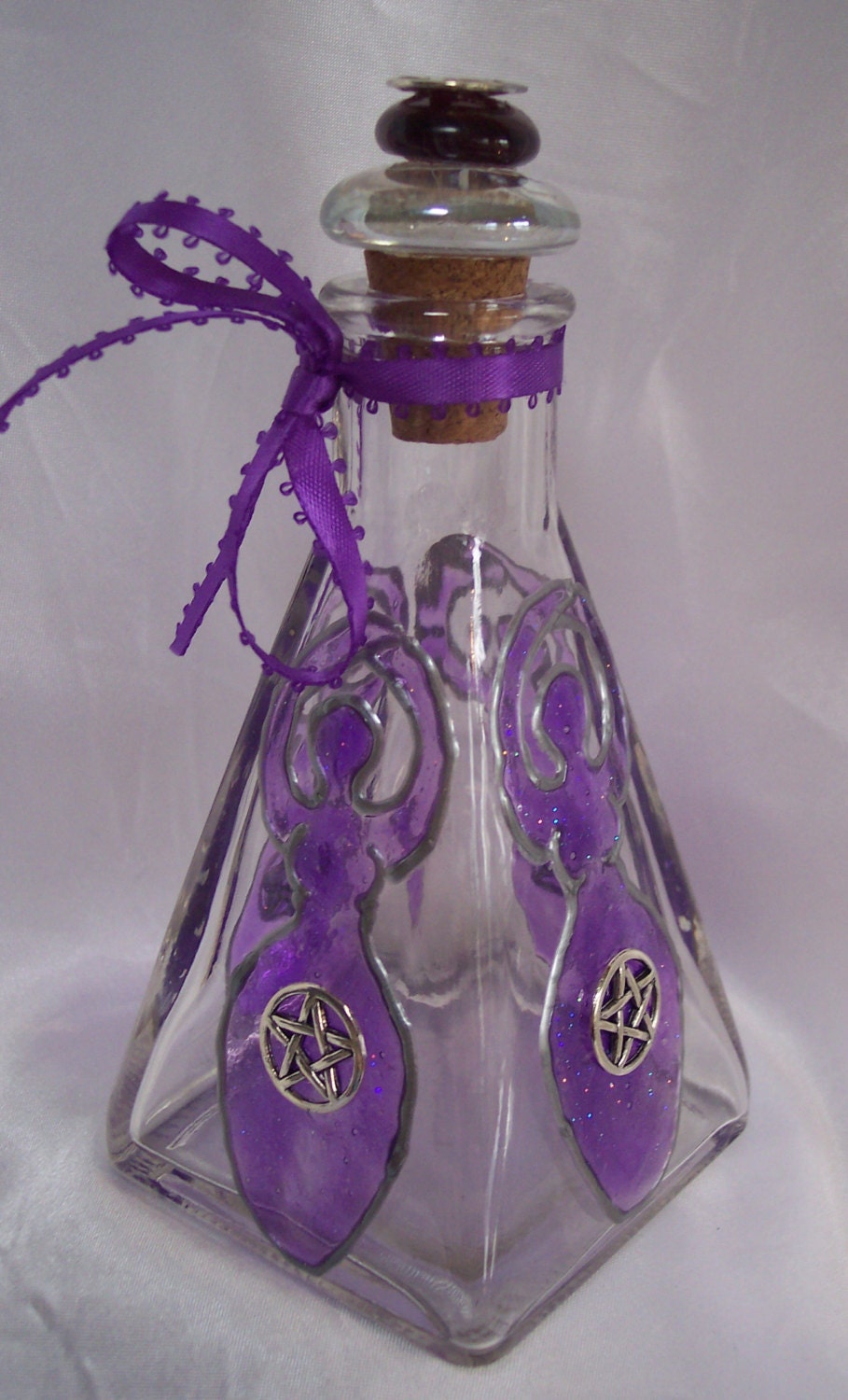Altar Bottle - Amethyst Goddess / Pentacle  - S&H Included