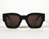 Black Retro Square Chunky Oversized Sunglasses