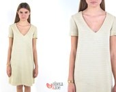 Vintage 1960s Metallic & Wool Mod Shift Dress/ 60s Dress / Shift Dress: sm / md
