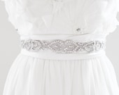 KELLY - Beaded Rhinestone Bridal Belt, Wedding Sash