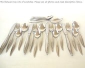 Oneida Silverware Mid Century Stainless Flatware Set Oneidacraft Deluxe "Textura" As-Is
