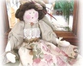 OOak Art Doll Cloth Doll Soft Sculpture Doll AVA 16 inch  Handmade Handcrafted Art Doll CharlotteStyle SIGNED