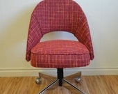 Mid Century Modern Knoll Saarinen Executive Style Office Chair New Upholstery Orange Pink Tweed