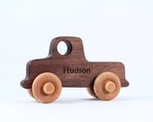 personalized toy truck - an eco-friendly keeepsake wooden toy with homegrown organic finish - ideal custom baby or toddler birthday gift