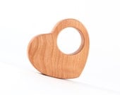 heart RATTLE - a wooden teether and grasping toy for baby, waldorf inspired play, all natural with homegrown organic  finish