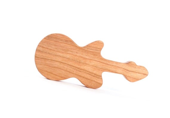 guitar RATTLE - natural and organic wooden toy safe for teething, eco-friendly baby shower gift with homegrown organic finish