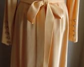 1940's Creamsicle Colored Empire Waist Dress with Gold Metallic Accents