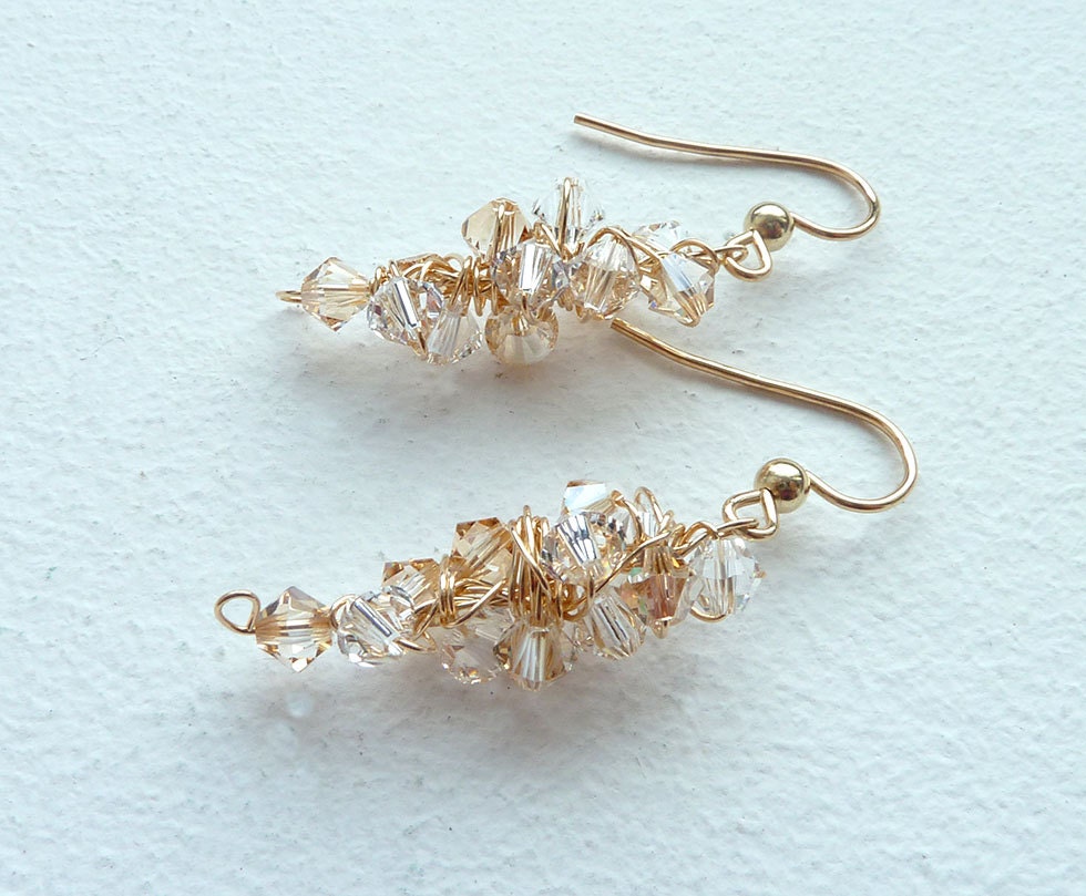 Gold Sparkly Earrings Bridesmaid