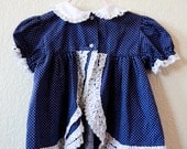 FREE SHIPPING  Vintage Polka Dot Blue Dress