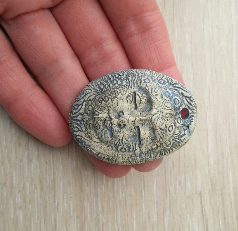 RESERVE listing for Tina  Inspired by Mother Earth  ceramic pendant and art bead