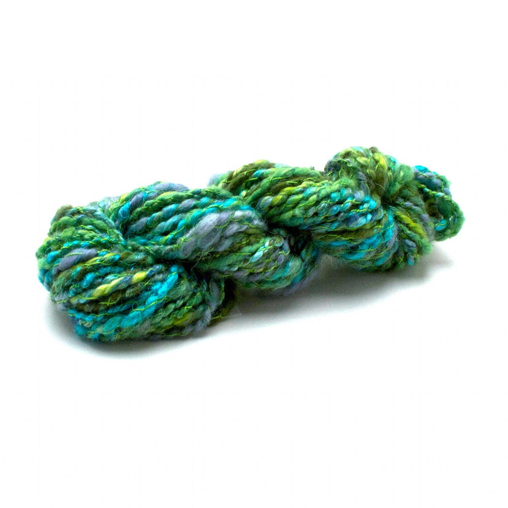 Handspun Art Yarn, Textured Yarn, Handspun Textured Art Yarn- "Celtic Shore" is 42 yards