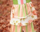 Spring Tea Apron Knot Dress and Ruffle Pants with Eyelet Lace