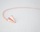Rose gold paper airplane necklace - rose gold airplane necklace