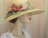 Summer straw hat shaped by hand for wedding or garden party