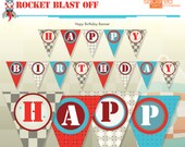 Rocket Ship Spaceship Birthday Party Printable Happy Birthday Banner - DIY Print - Blast Off - Instant Download Il_170x135