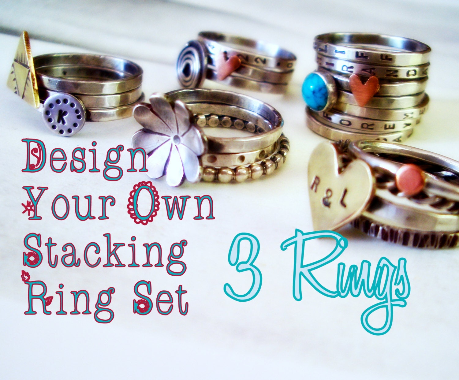Design Your Own Three Ring Set // Personalized Stacking Rings in Sterling Silver