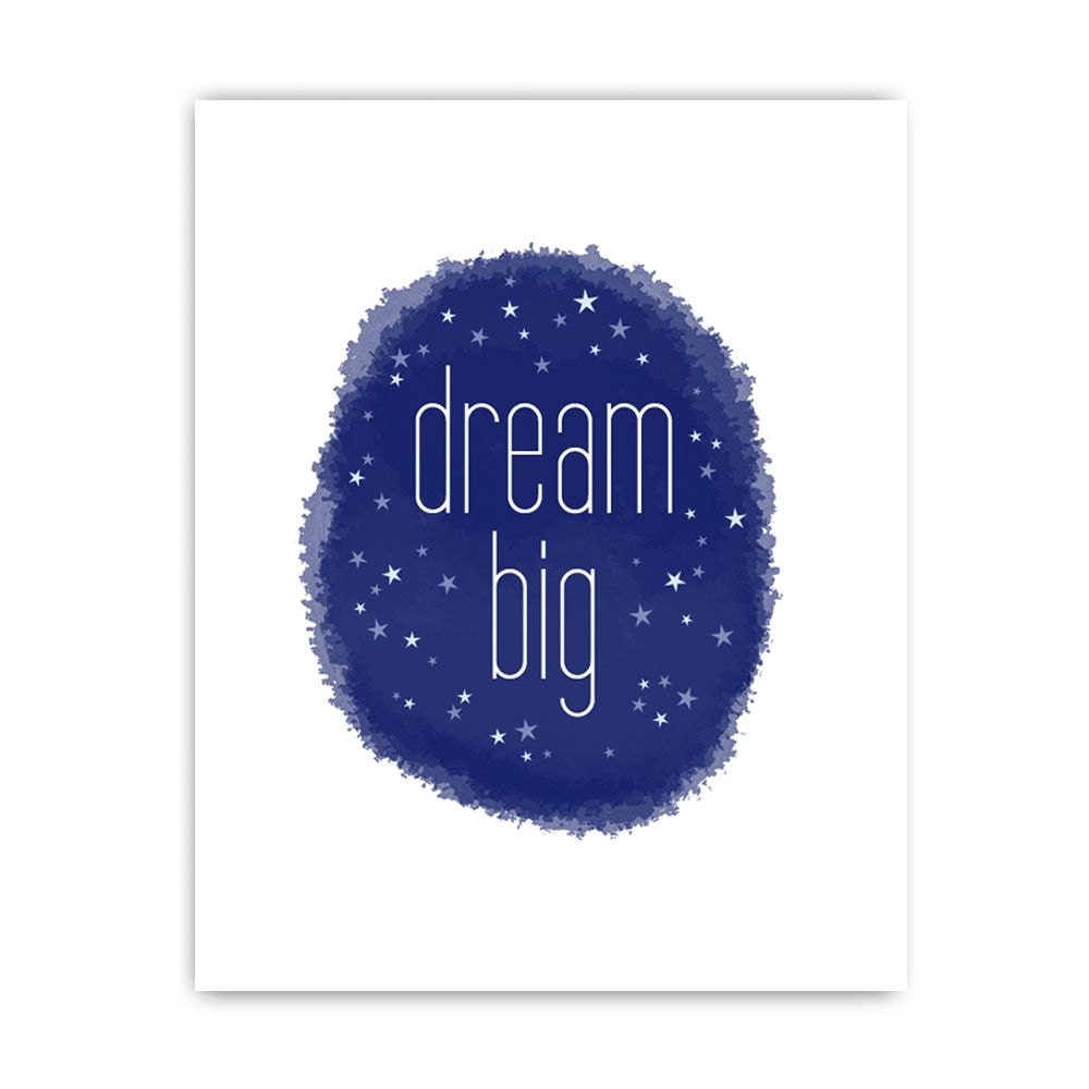 Dream Big Stars - Art Print Giclee - Midnight Blue - Nursery Kids - Watercolor Style - Choose from 8 x 10" or A4 size