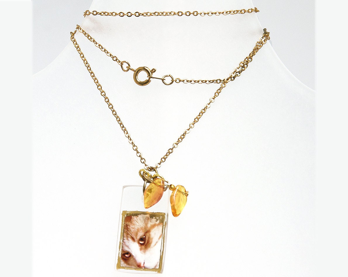 Cat Pendant. Original Cat Art. Perspex Pendant. Fine chain. Hand made jewelry