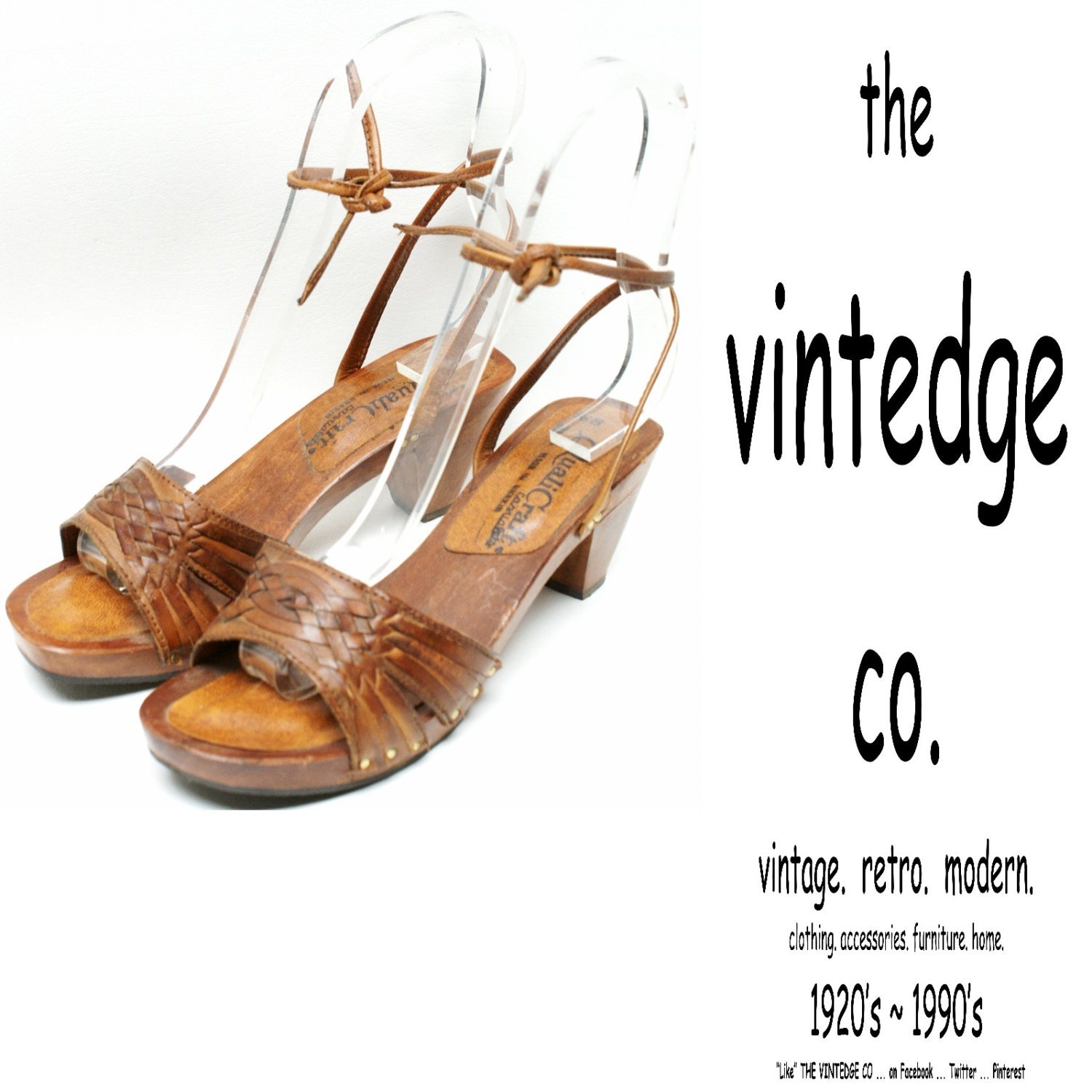 vintage // 60s 70s tan leather hippie boho lace up wedge sandals heels 6