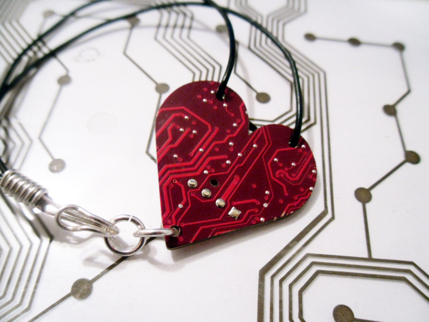 Red Heart Circuit Board Bracelet - Cyborg Love