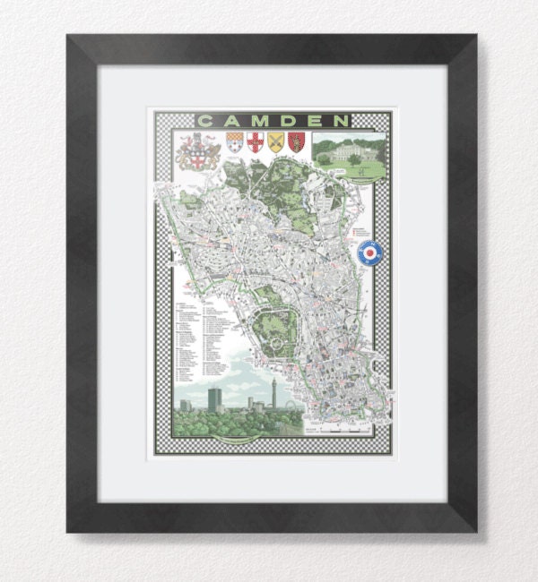Camden (London Borough) illustrated map print 13 x 19"