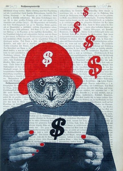 ACCOUNTANT Giclee Print Poster Mixed Media Acrylic Painting illustration Digital Animal