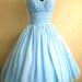 Simple and elegant 50s style dress. Light Sky Blue chiffon overlay, flattering for all sizes