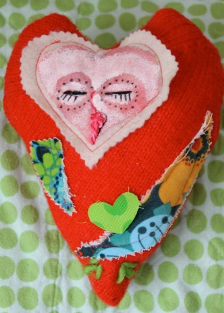 Owl will always love you.....upcycled knit mixed media owl