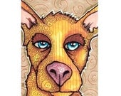 Original ACEO Yellow Dog, Pen and Ink