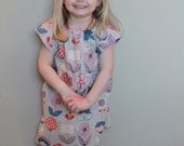 Toddler Dress. Taupe, Pink, and Navy Floral Peasant Dress. Toddler Clothes. Girl. Child. Spring Summer Fashion.