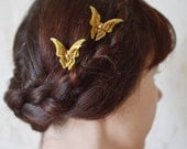 Princess of butterflies- brass butterfly gold wedding prom hair pin barrette hair pin