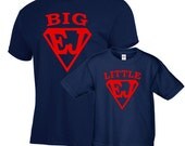 Father and son superman t shirt set, father's day t shirt set, personalized initial shirt