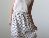 black white polka dot elastic waist skirt