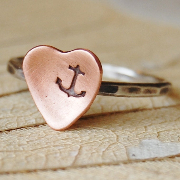 Anchor or Customizable Stacking Ring - Rustic Romance  - Your Size