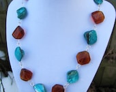 Turquoise and Brown Beaded Necklace