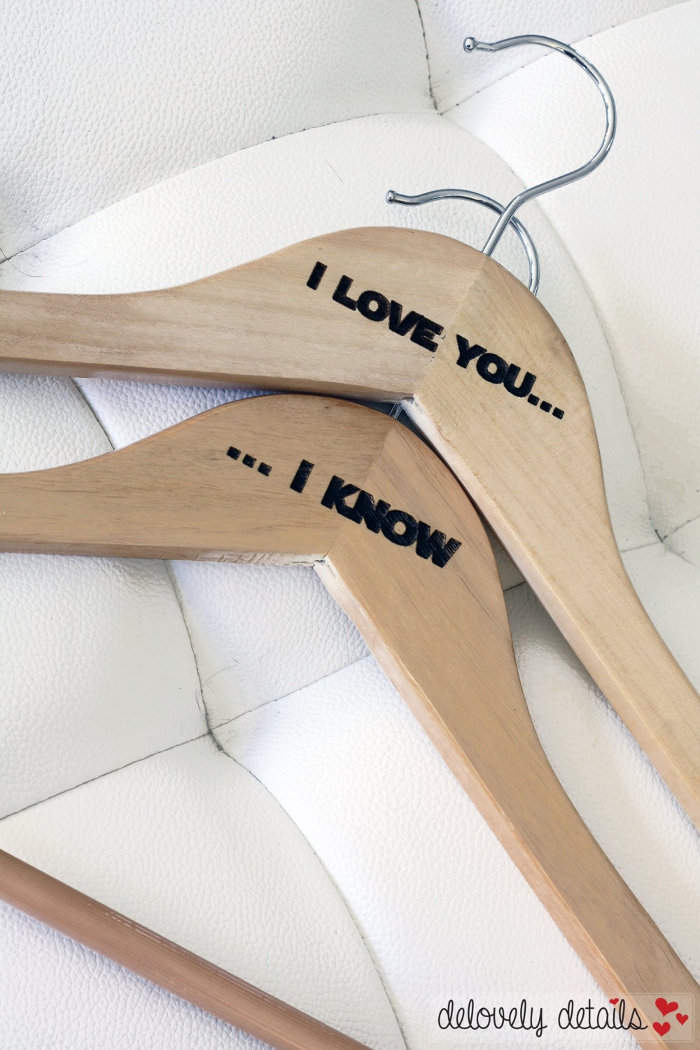 Star Wars Themed Wedding Hanger set for Bride and Groom - Wooden Wedding Hanger