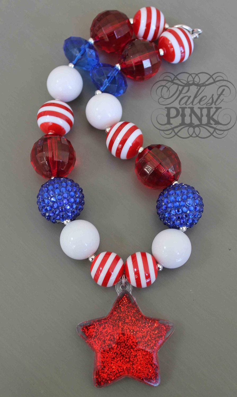 USA Glitter Star Chunky Necklace