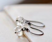 Ice Cube Earrings Rustic Simple Minimalist Quartz and Brass Dangle Earrings