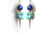 Ocean Nymph Earrings, lapis lazuli turquoise spike gold scallop neptune goddess mermaid