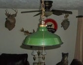Pendant Ceiling Light Fixture Green Porcelain Enamel Retro Barn Warehouse Gas Station Vintage Antique Lighting