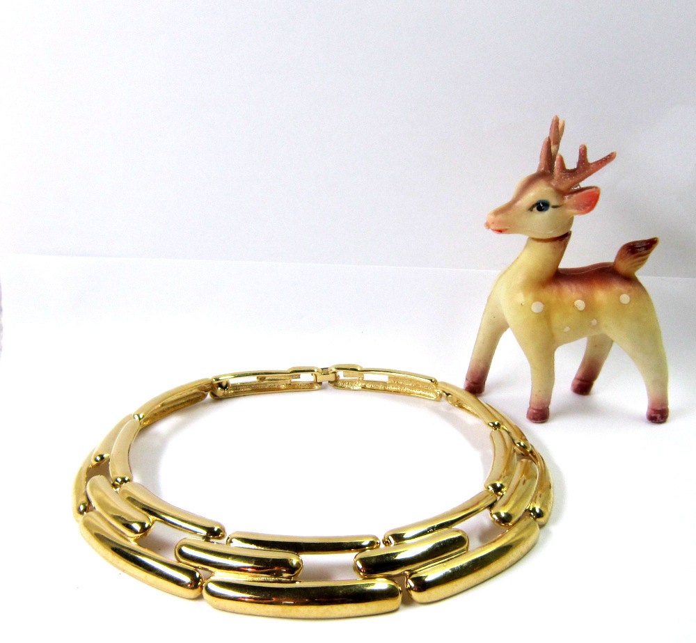 Vintage Givenchy Bold Gold Necklace Statement Piece Collar Modern Necklace Choker Gift for Her