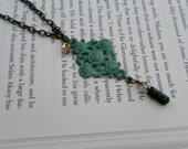 Tourmaline Gypsy Necklace Green Bohemian Brass Floral