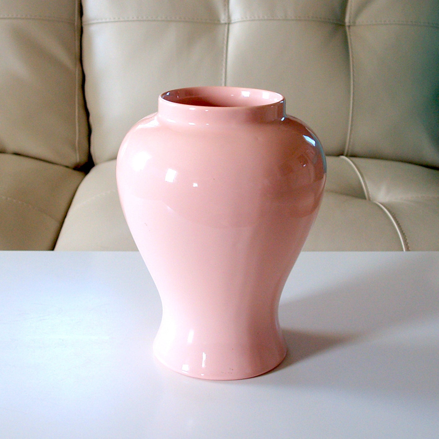 SIMPLE VINTAGE PINK Ginger Jar Classic 1990 Haeger Vase American Ceramic Pottery 4090 Minimalist Pastel Pink Home Decor