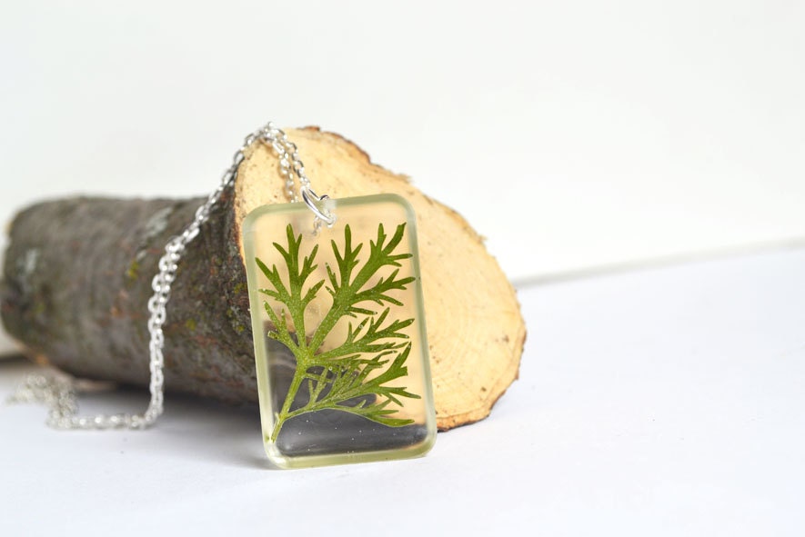 Real Plant Necklace, Pressed Botanical in Resin Necklace, Pressed Flower Jewelry, Hippie Earthy Necklace, Woodland Real Plant Jewelry