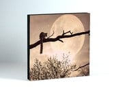 Art wood block - photo wood block- surreal photography - supermoon - nursery wall art - 5x5 - moon photography